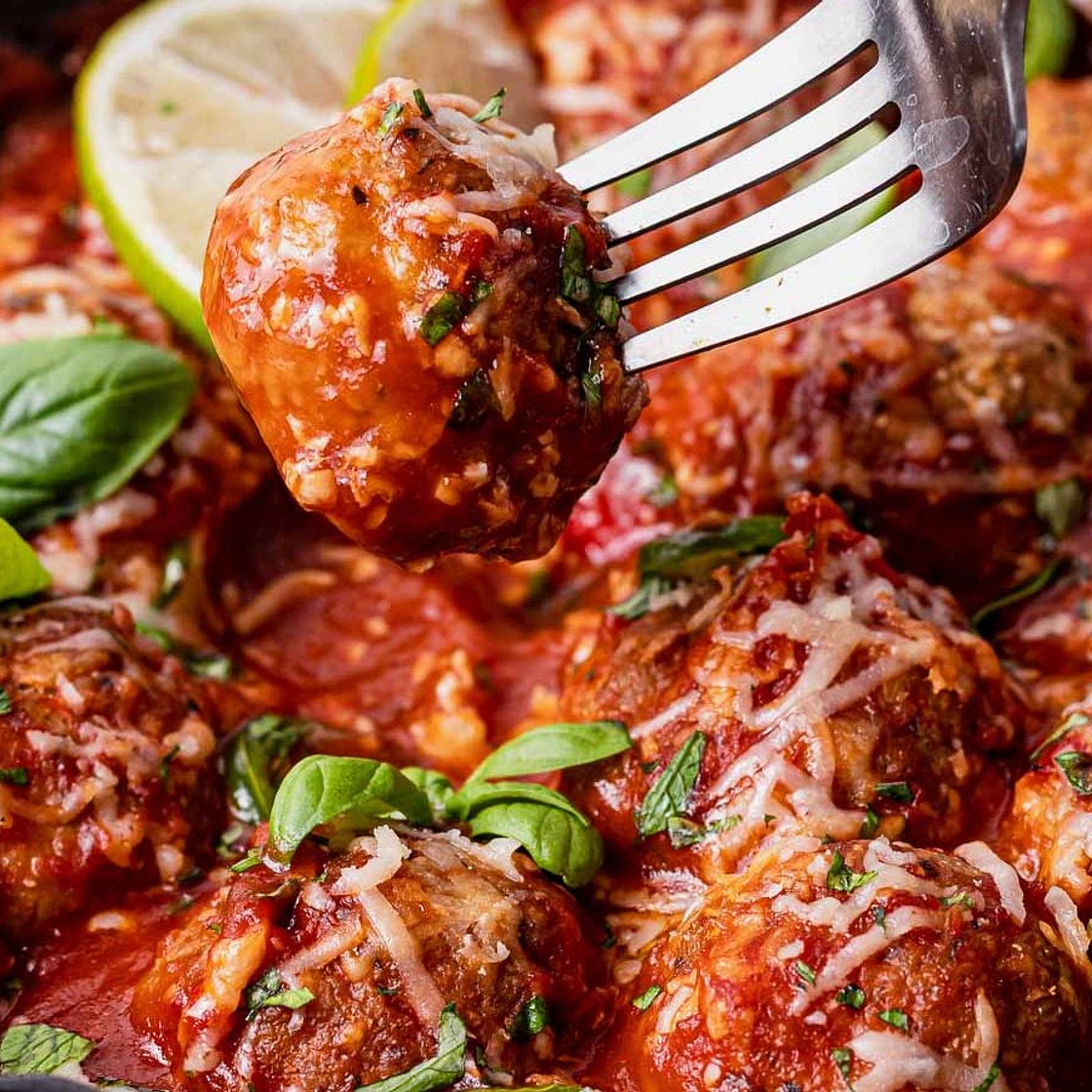 Cheesy Enchilada-Style Meatballs