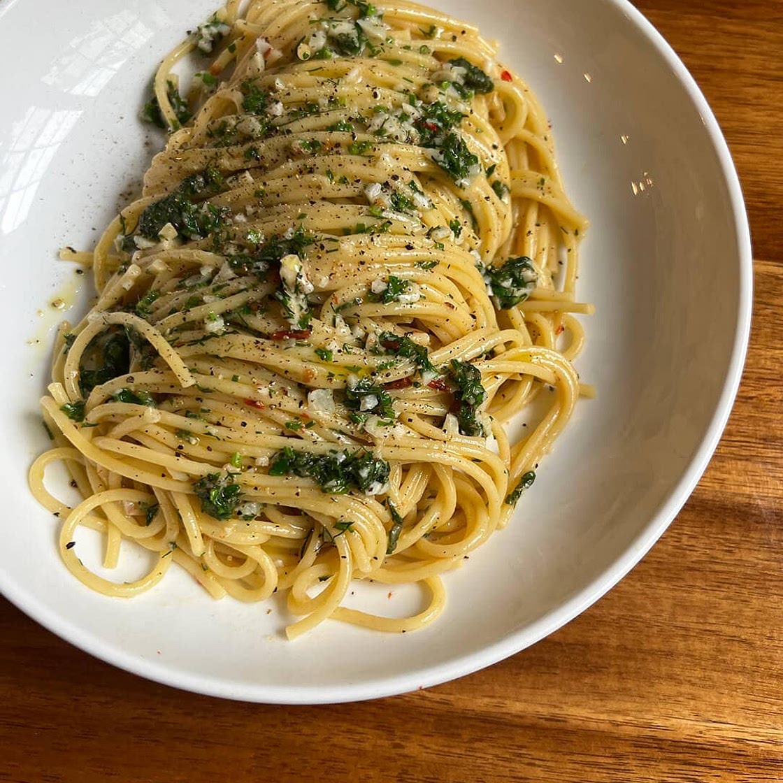 Herby Spaghetti with Anchovy Butter