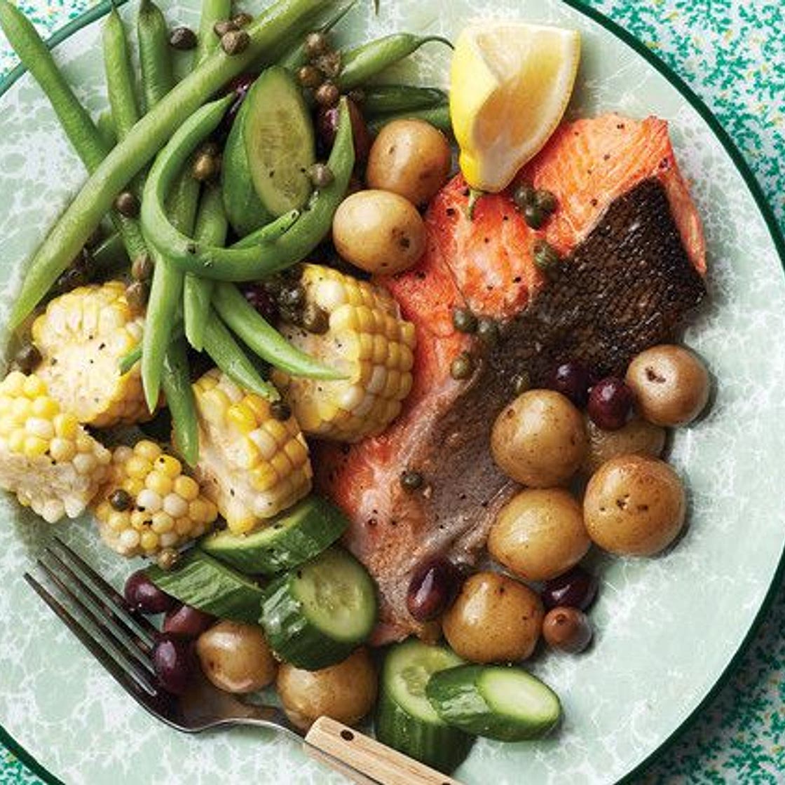Salmon Nicoise with Caper Dressing