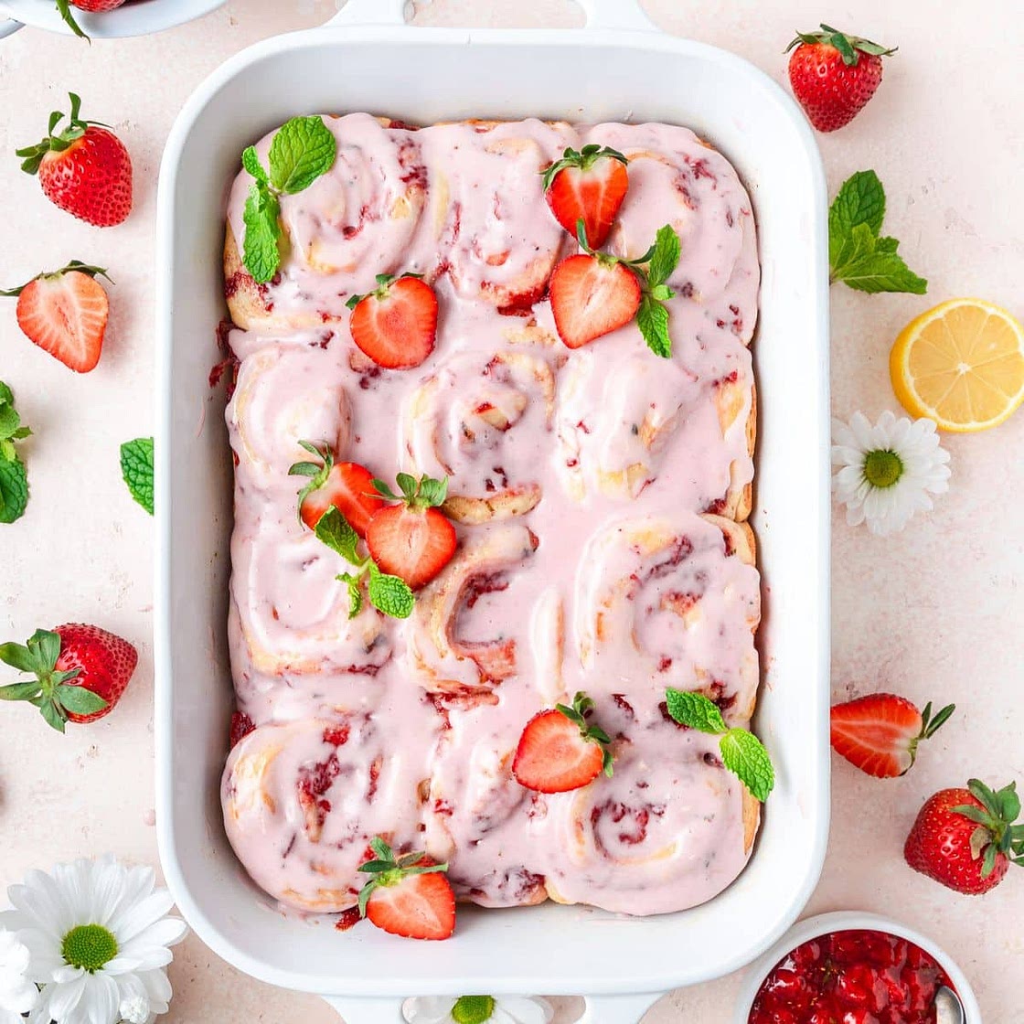 Strawberry Mint Cinnamon Rolls