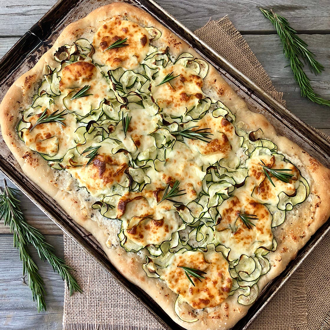 Zucchini & Herbed Ricotta Pizza Bianca