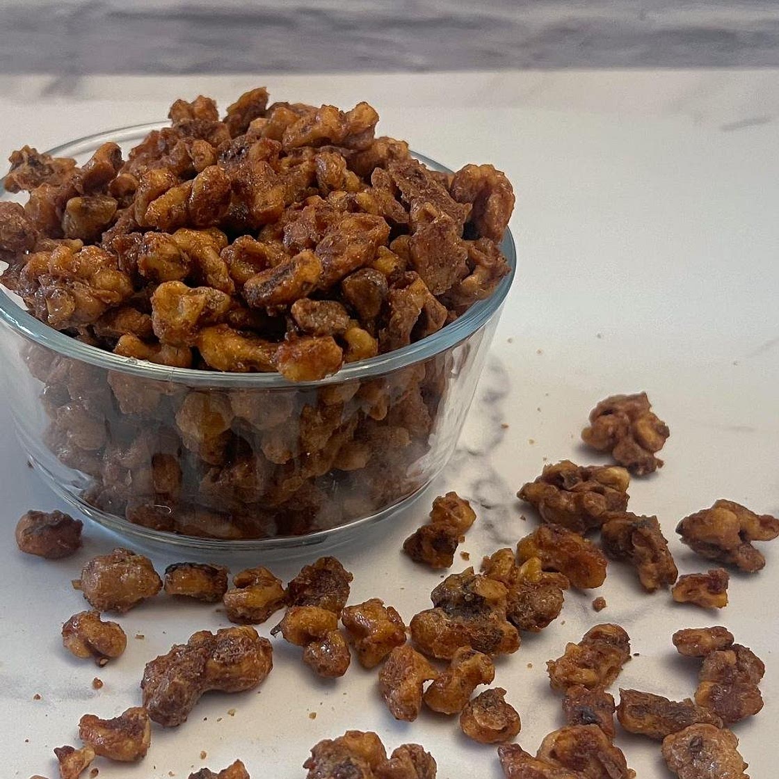 Apple Pie Spiced Glazed Walnuts