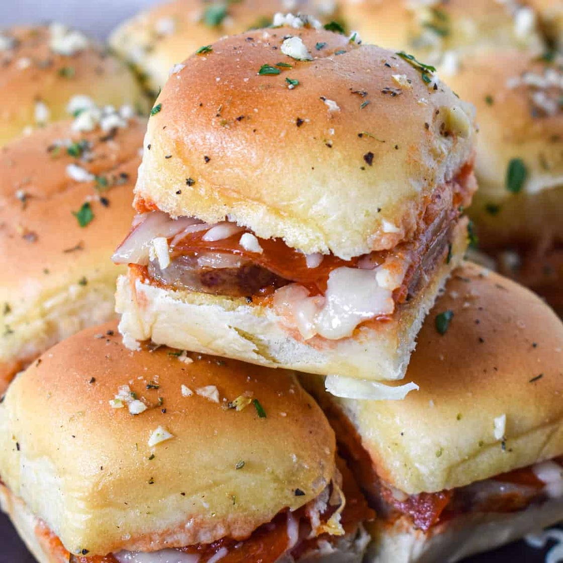 Pepperoni Sausage Pizza Sliders