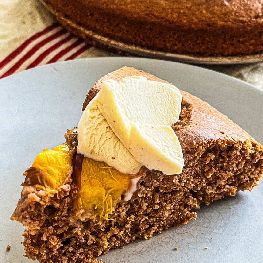 French Peach Chocolate Cake Recipe (Gâteau aux pêches et chocolat)