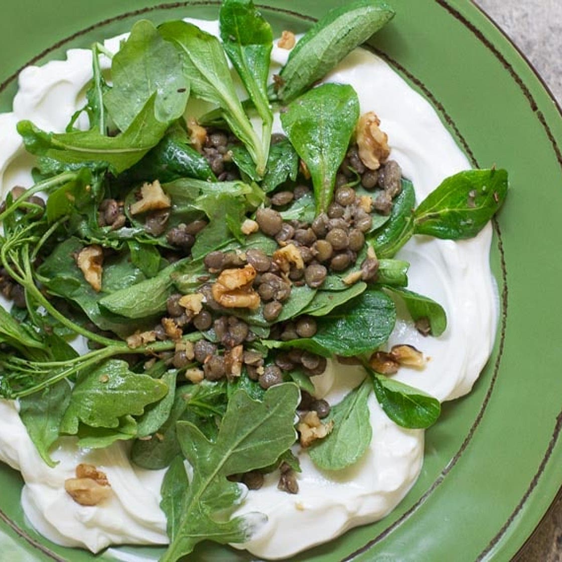 Low FODMAP Lentil Salad with Greens & Yogurt