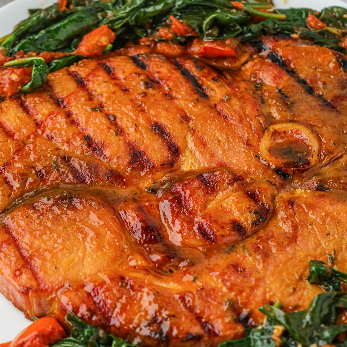 Ham Steak On The Grill