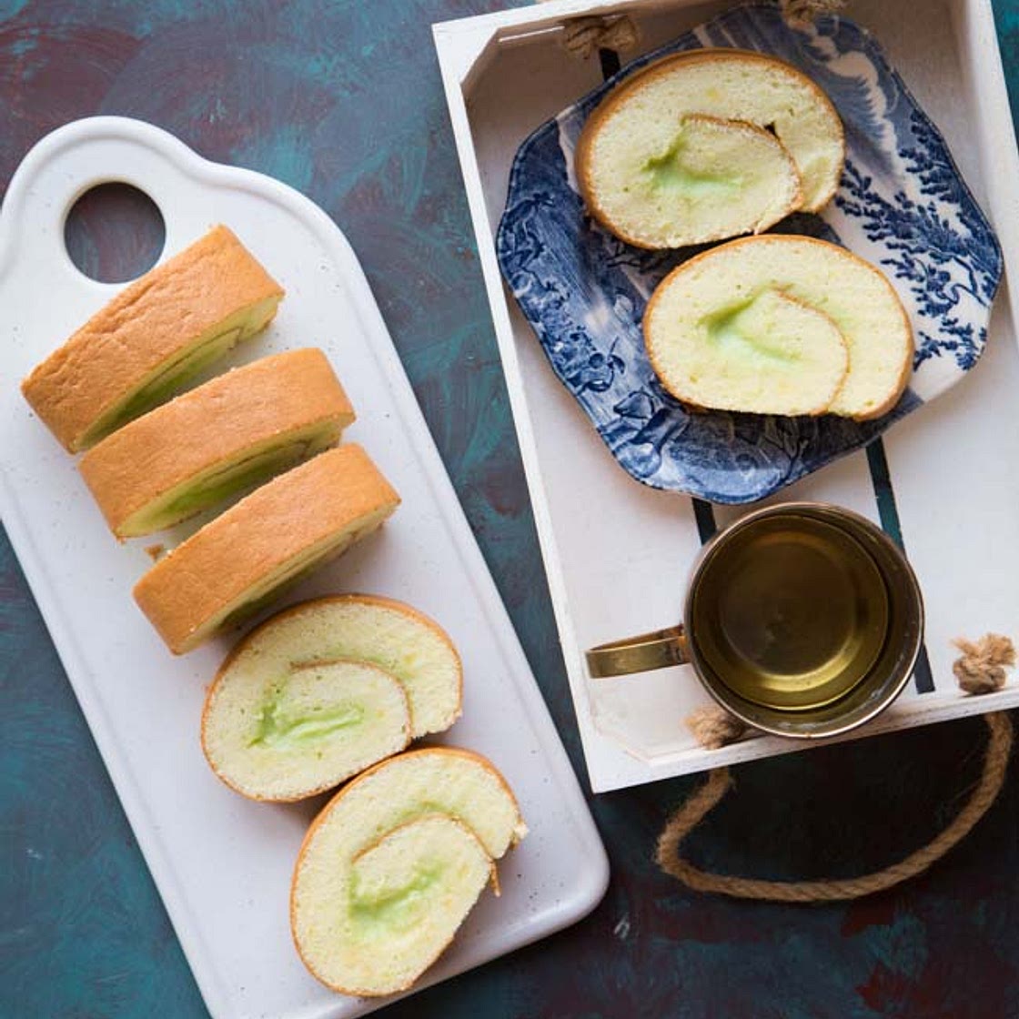Pandan Kaya Swiss Roll (Bolu Gulung Kaya)
