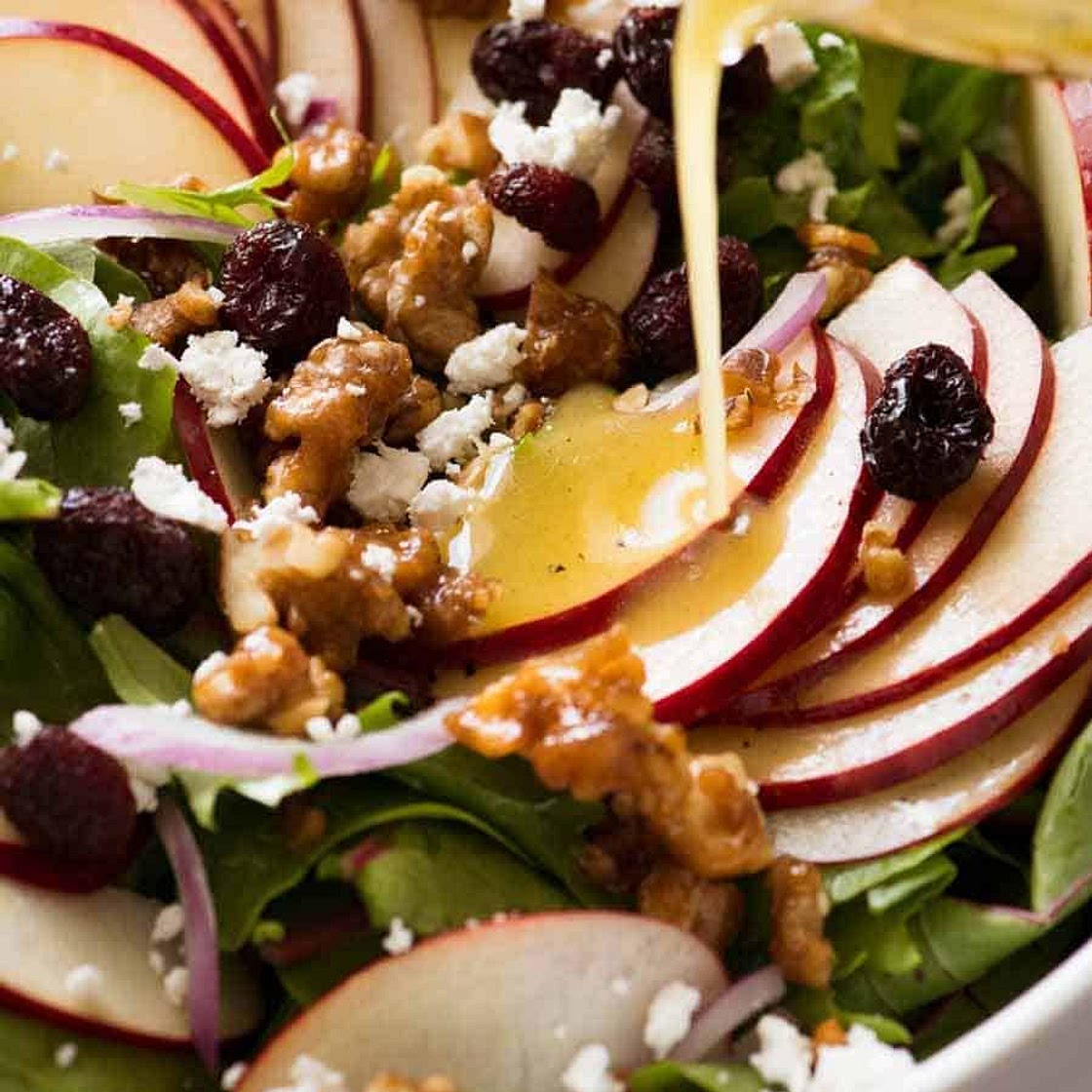 Apple Salad with Candied Walnuts and Cranberries