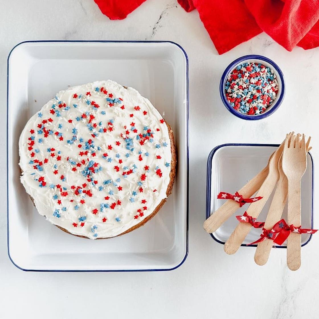 One Bowl Red White and Blue Cake