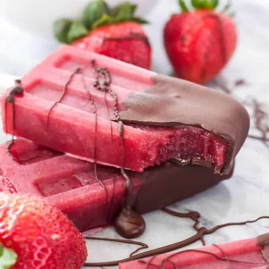 Chocolate Dipped Strawberry Red Wine Popsicles