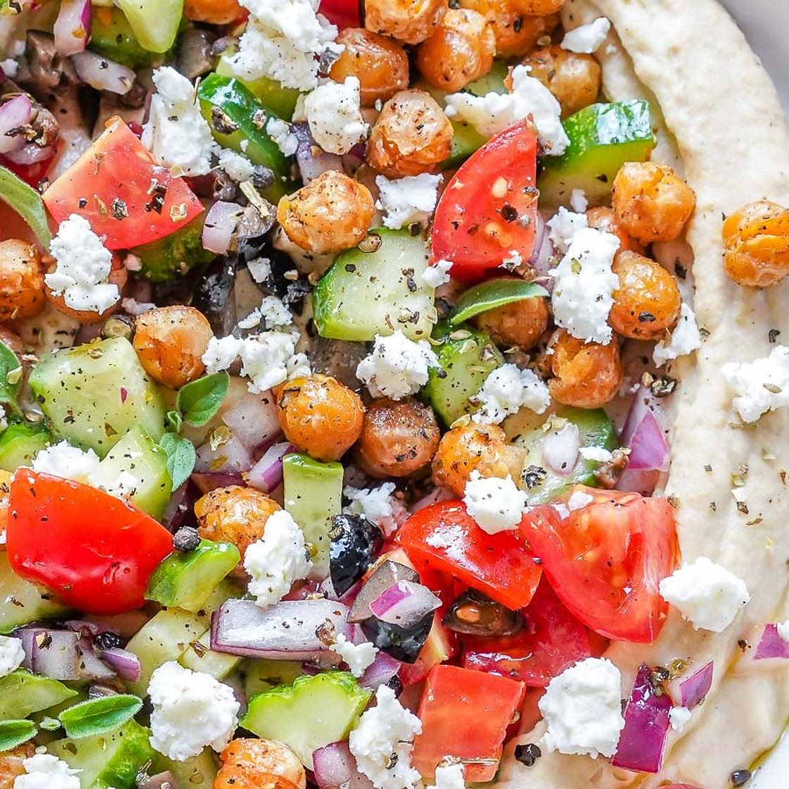 Loaded Roasted Garlic Hummus - Greek Style