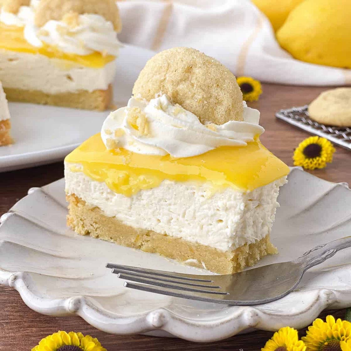 Lemon Curd Cheesecake with Lemon Cookie Crust
