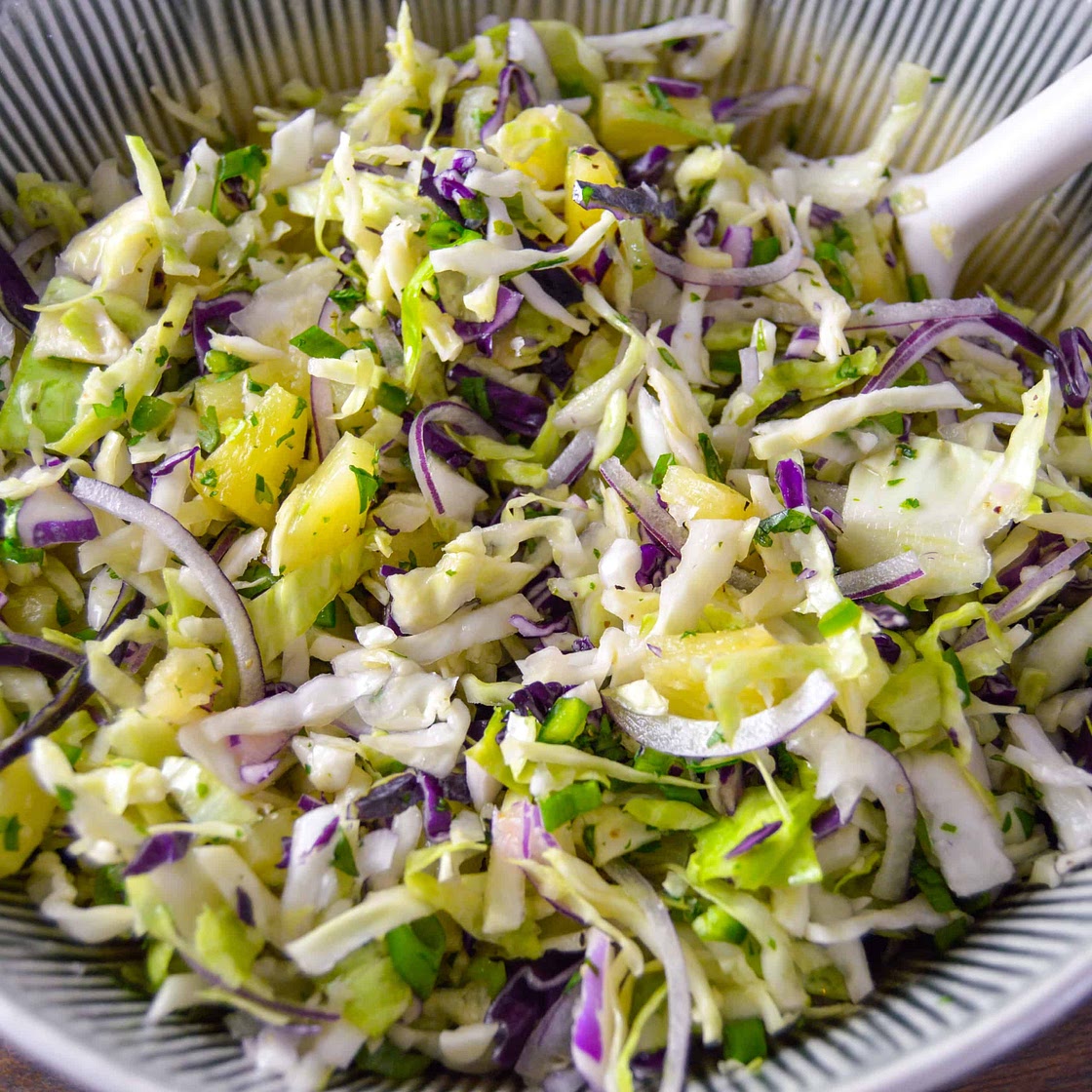 Mayo Free Pineapple Slaw (Vegan-Great for Tacos)