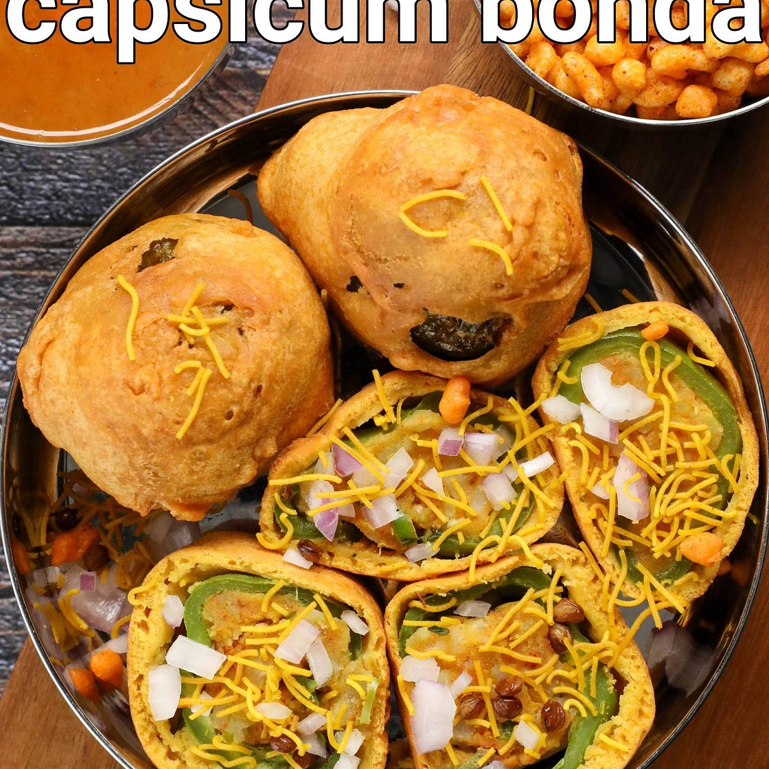 capsicum bajji recipe | stuffed capsicum bonda | stuffed capsicum pakora