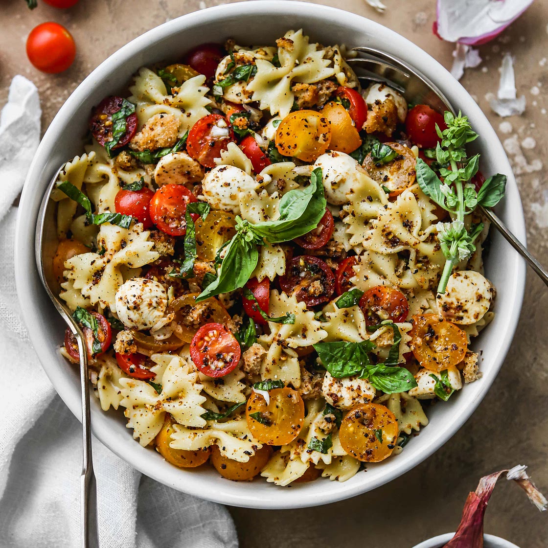 Bruschetta Pasta Salad With Mini Mozzarella Balls