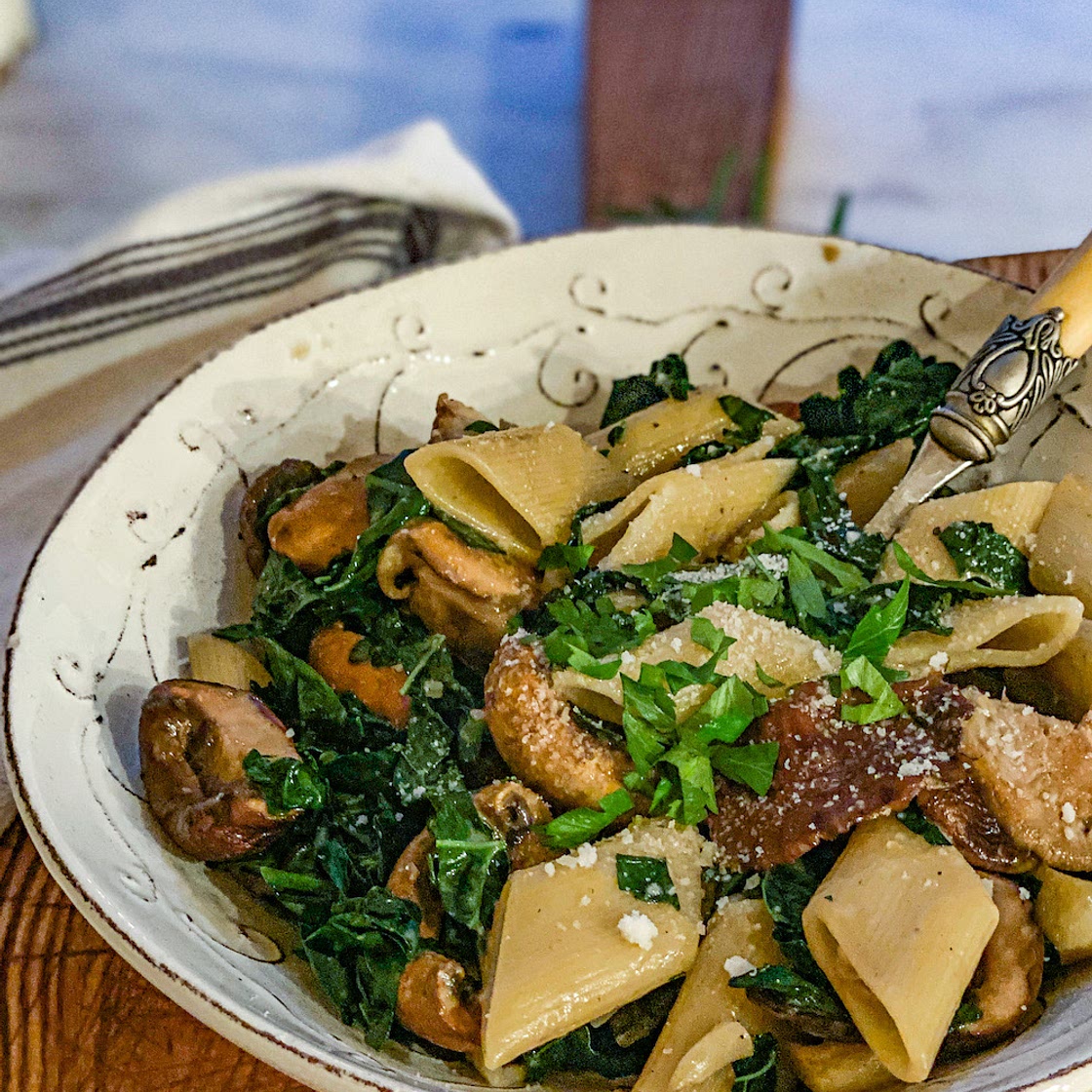 Kale and Roasted Mushroom Pasta
