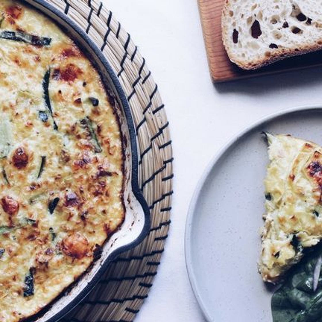 Leek, zucchini and cheese frittata recipe