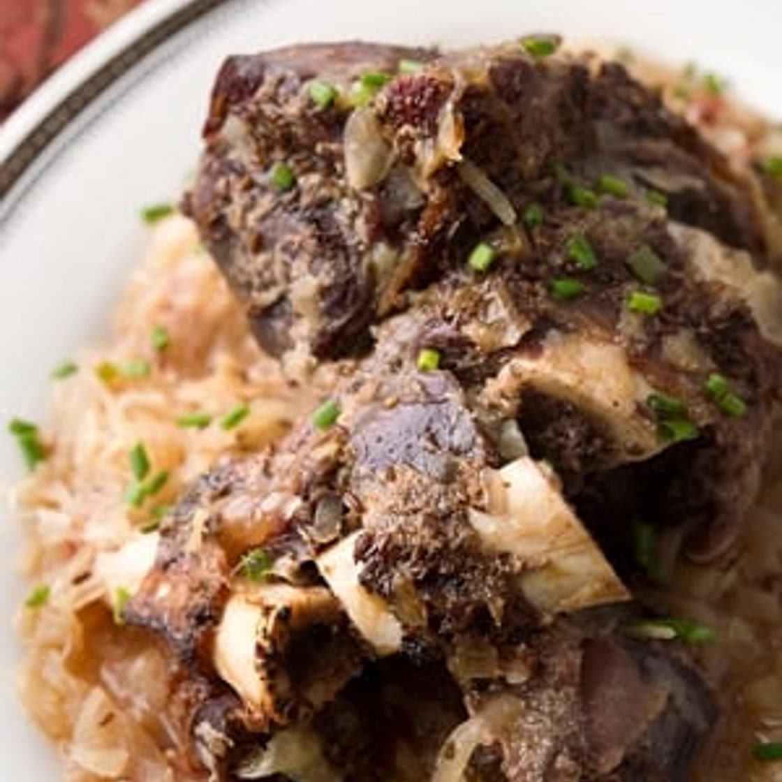 Austrian Braised Venison Shanks with Sauerkraut