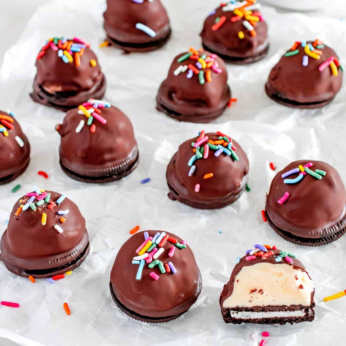 Chocolate Covered Ice Cream Bites