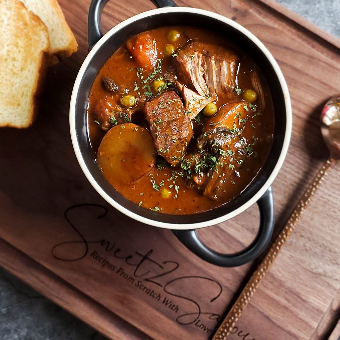 White Wine Braised Pork with Apple & Root Vegetables