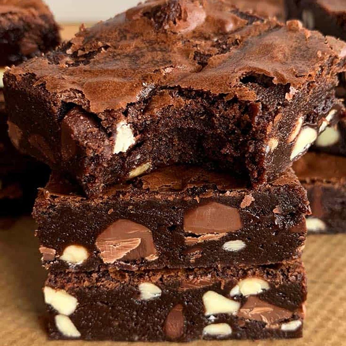 Super Fudgy Triple Chocolate Brownies
