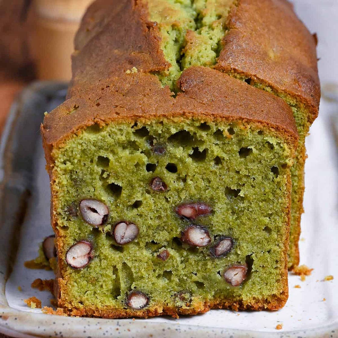 Matcha Pound Cake with Adzuki Beans