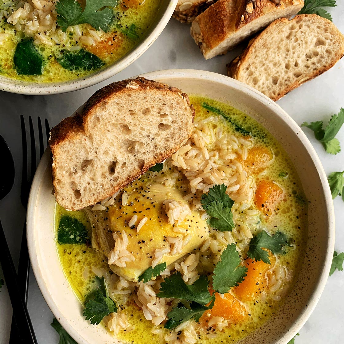 One-Pot Ginger Coconut Milk Chicken Bowls