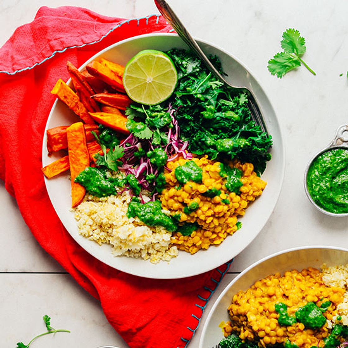 Nourishing Curried Lentil & Sweet Potato Bowl