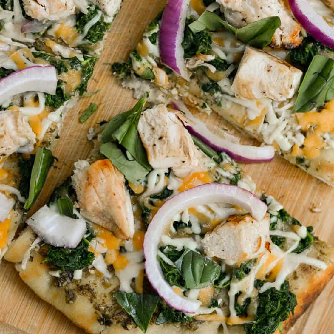 EASY Chicken Pesto Flatbread