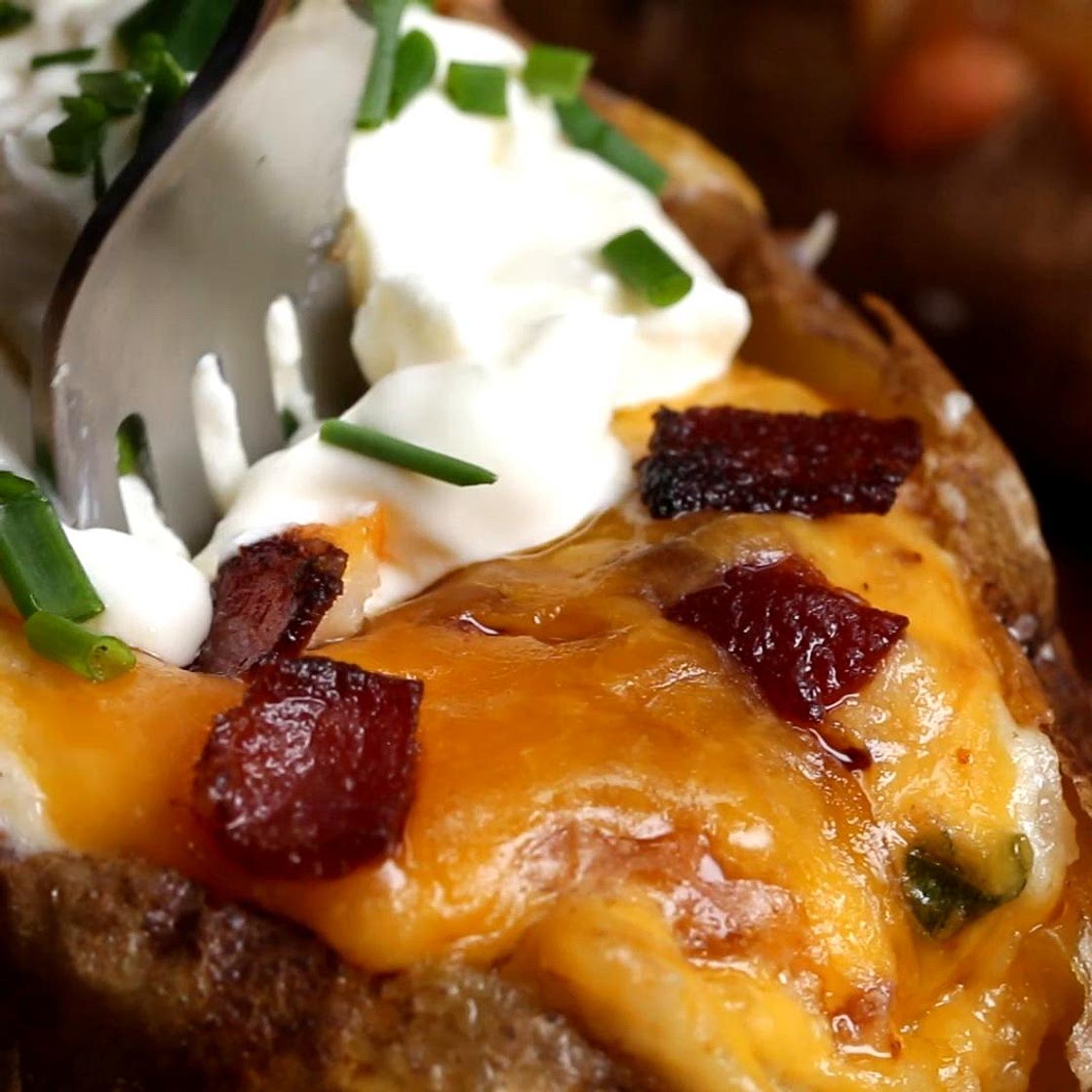 Bacon Cheddar Baked Potato Recipe by Tasty