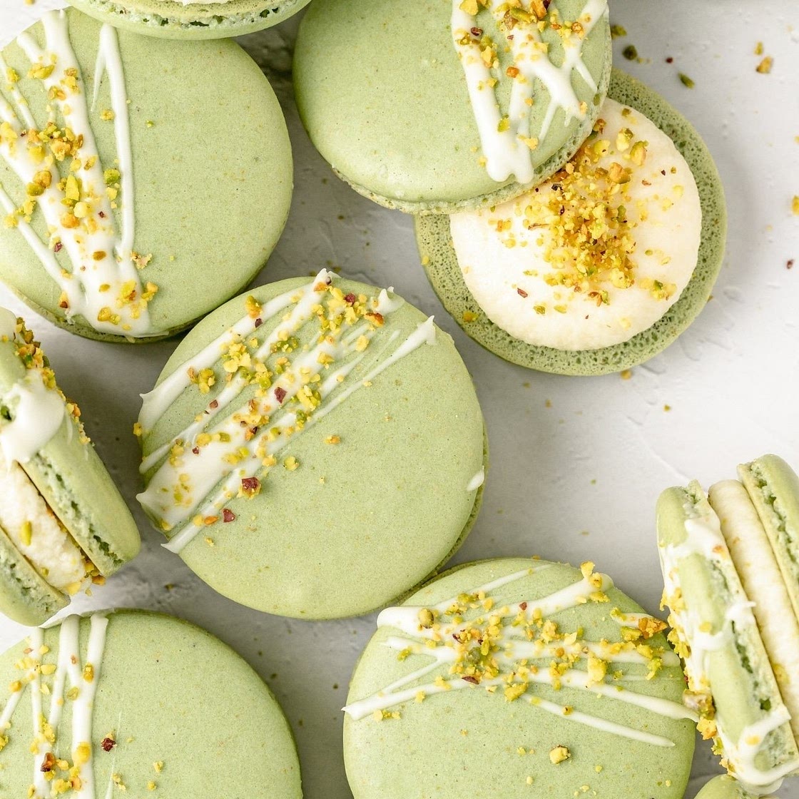 Pistachio Macarons with White Chocolate Ganache