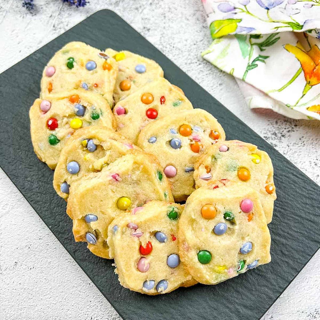 Easter Shortbread Cookies with Mini M&Ms