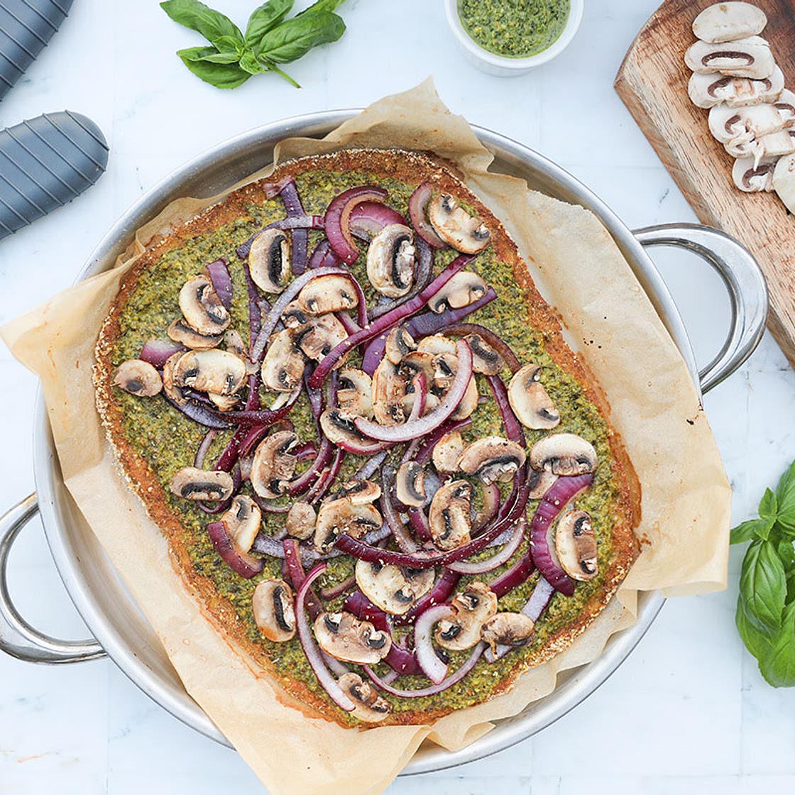 Cauliflower Crust Flatbread With Pistachio Pesto