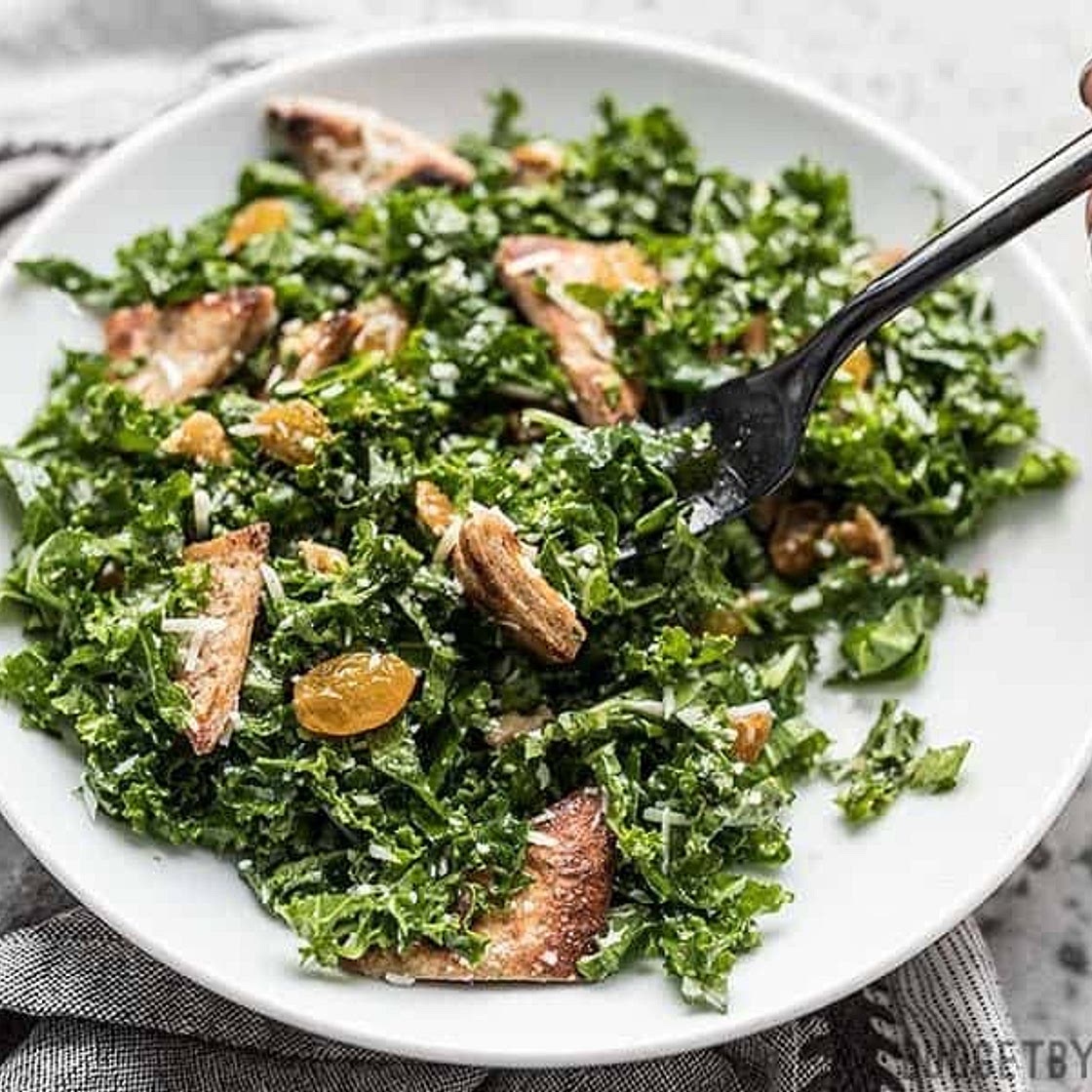 Kale Salad with Toasted Pita and Parmesan