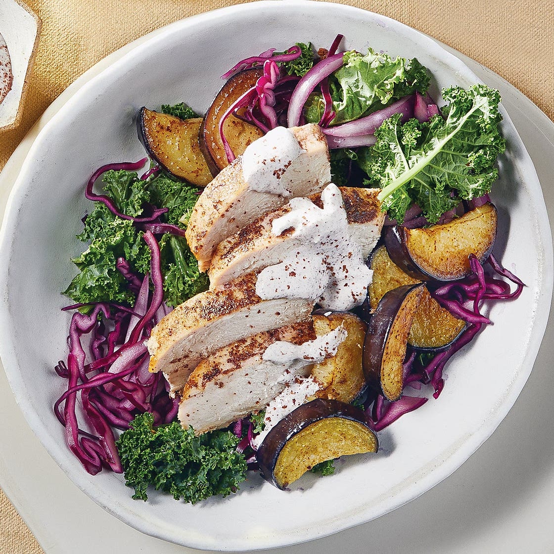 Sumac Chicken Salad with Zesty Yogurt Sauce
