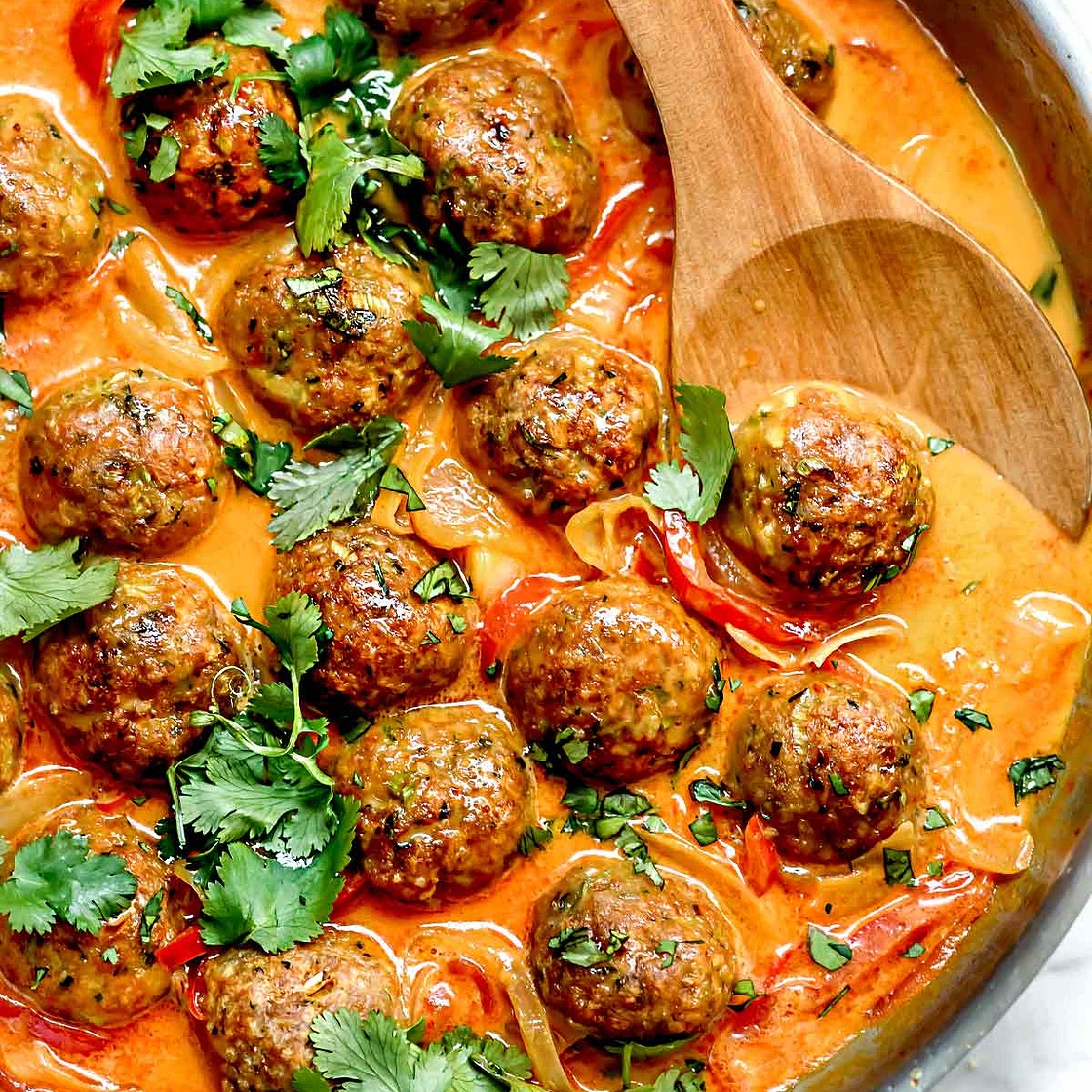 Thai Turkey Meatballs In Coconut Curry Sauce