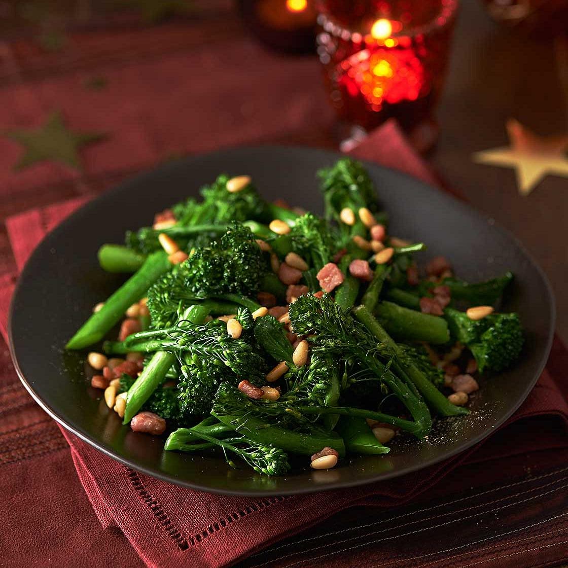 Tenderstem® broccoli with crispy pancetta and pine nuts