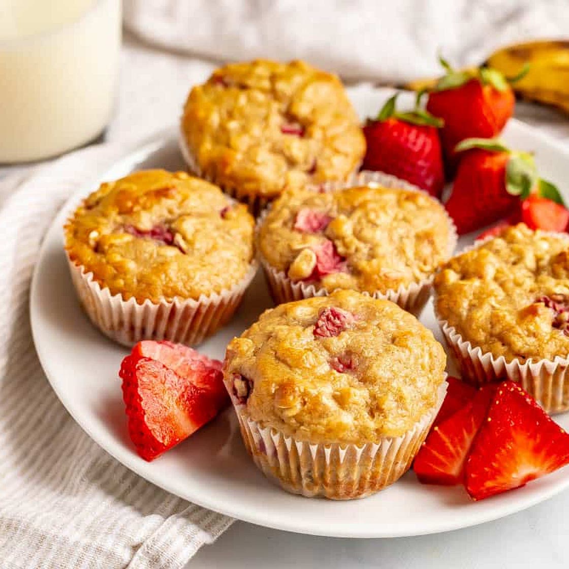 Healthy Strawberry Banana Muffins