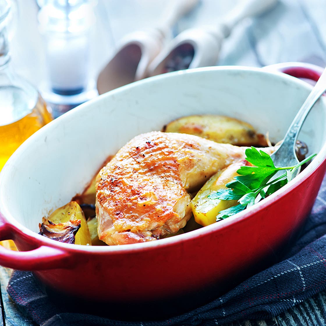 One-Pot Roasted Chicken with Acorn Squash