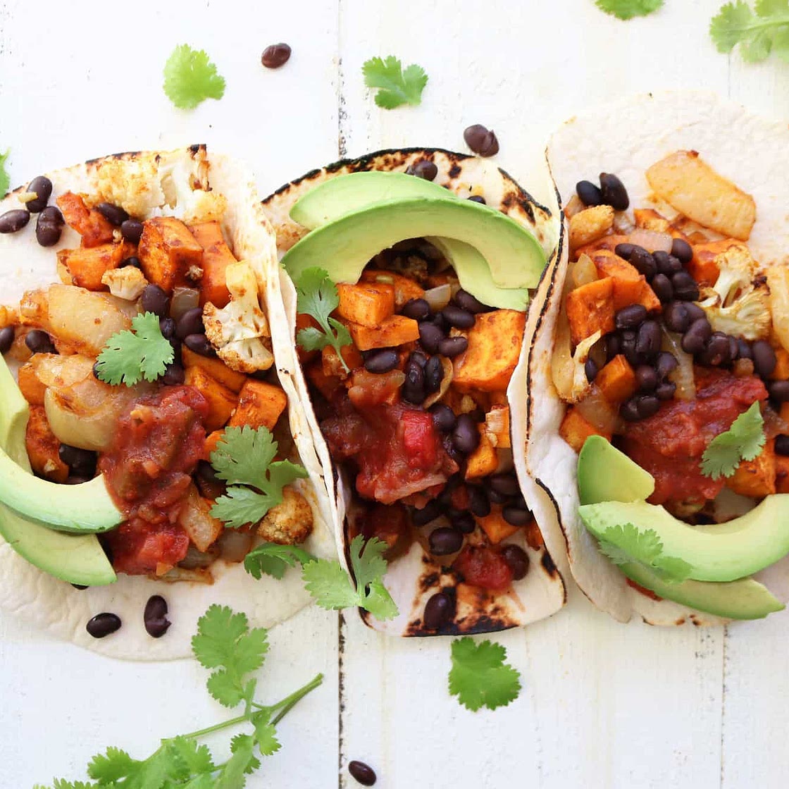 Vegetarian Sweet Potato + Black Bean Tacos