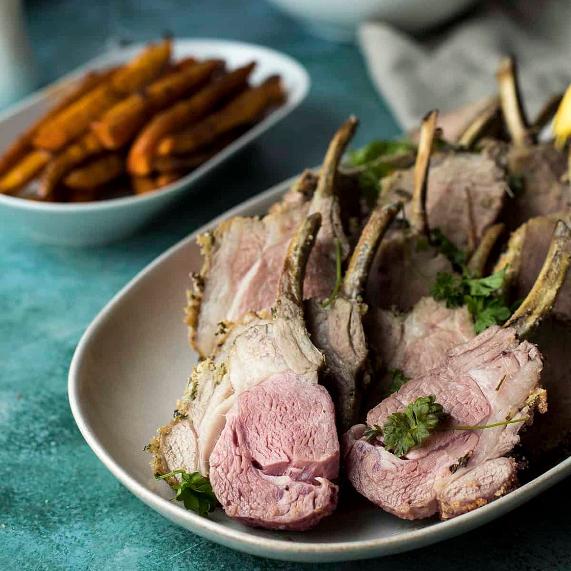 Herb Crusted Rack of Lamb with Carrots
