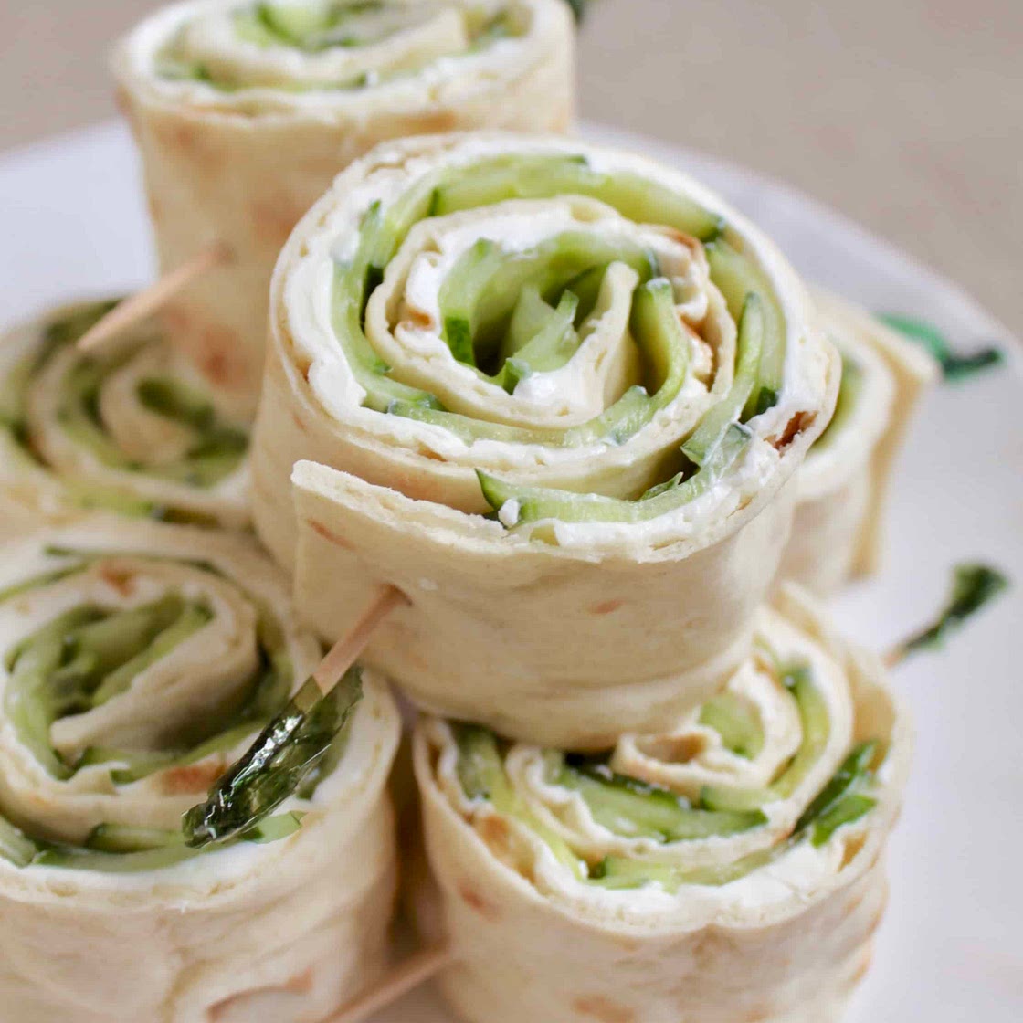 Cucumber and Cream Cheese Sandwich Rolls (with Lavash Bread)