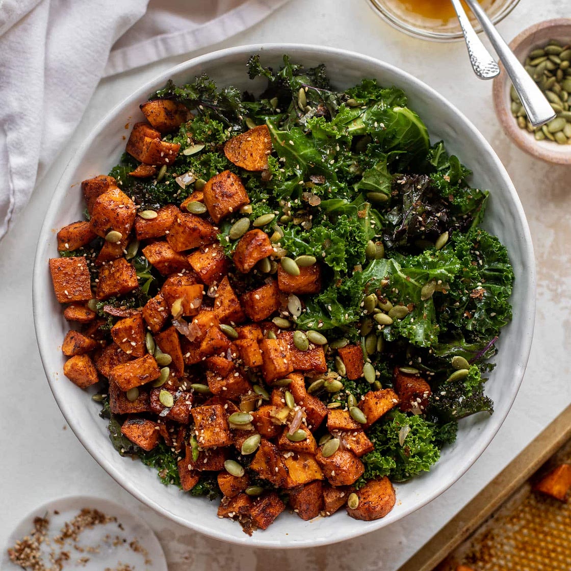 Roasted Sweet Potato Kale Salad