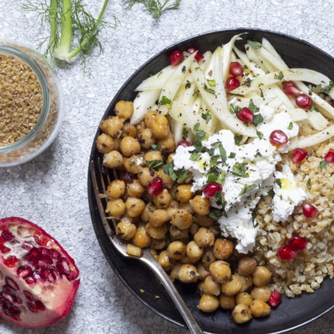 Buddha Bowl au boulgour de blé dur et pois chiche au boulgour