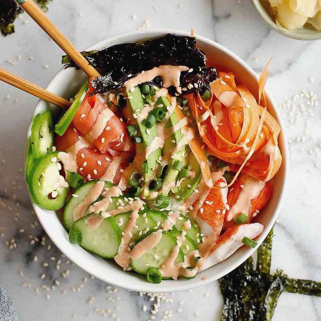 Easy Smoked Salmon Sushi Bowls