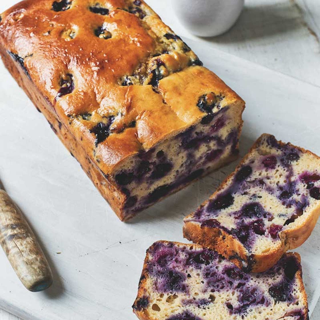 Lemon and blueberry yoghurt loaf cake