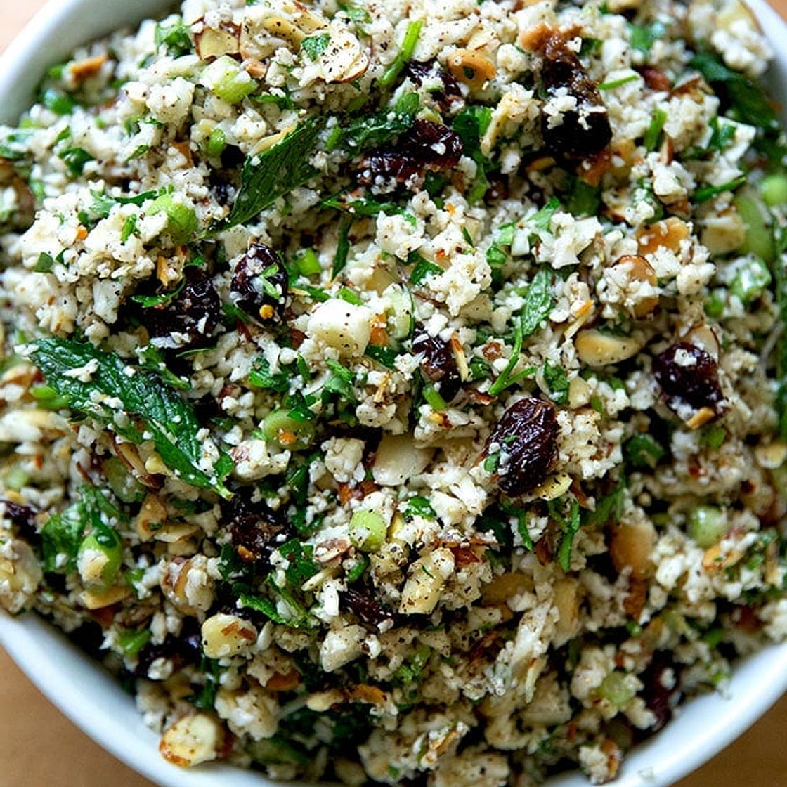 Cauliflower Couscous Salad with Almonds, Herbs, and Cherries