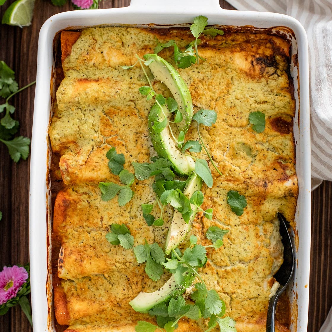 Vegan Lentil & Bean Enchiladas