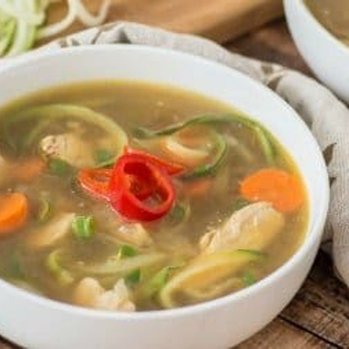 Spicy Asian Chicken Zoodle Soup