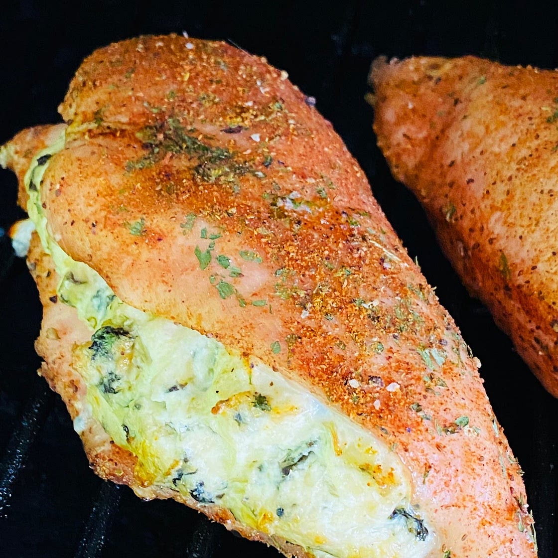 Smoked Spinach Artichoke Stuffed Chicken